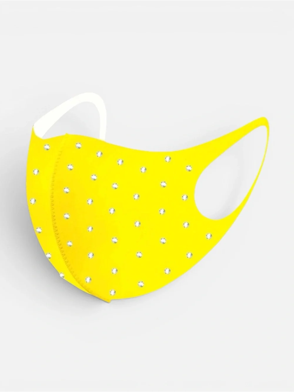Neon Yellow Rhinestone Face Mask Sparkly Festival Rave Party NWT